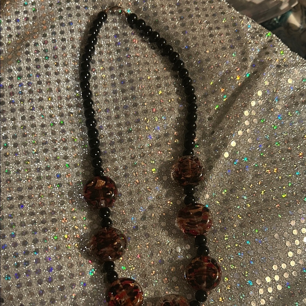Elegant Black and Brown Beaded Necklace